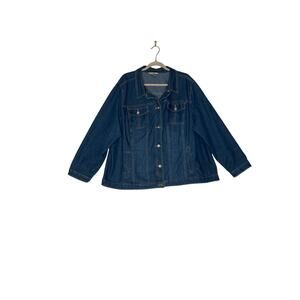 CJ Banks size 3X denim jacket large interior pocket button up outdoor walking